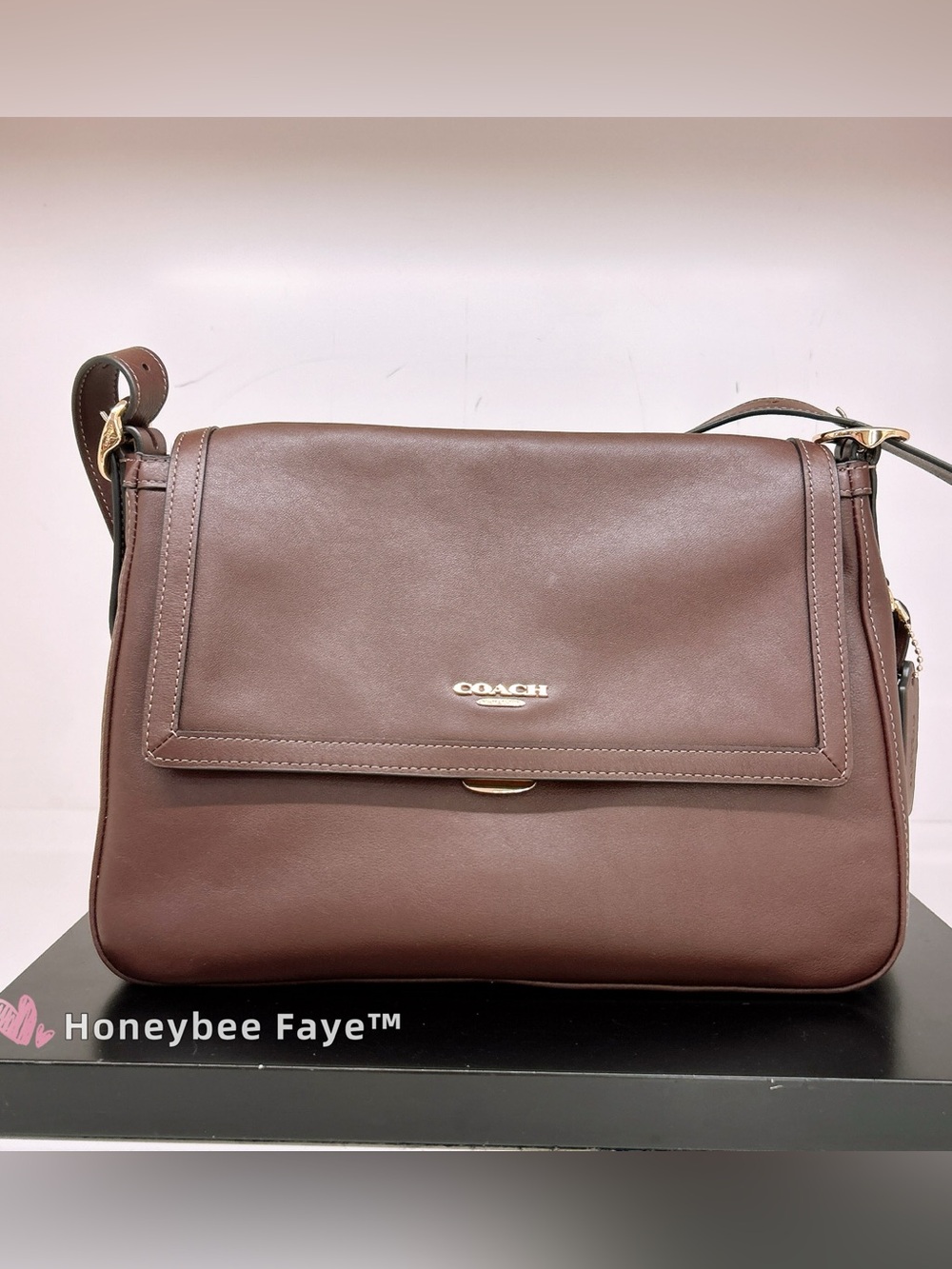 Coach Etta flap Leather shoulder bag maple